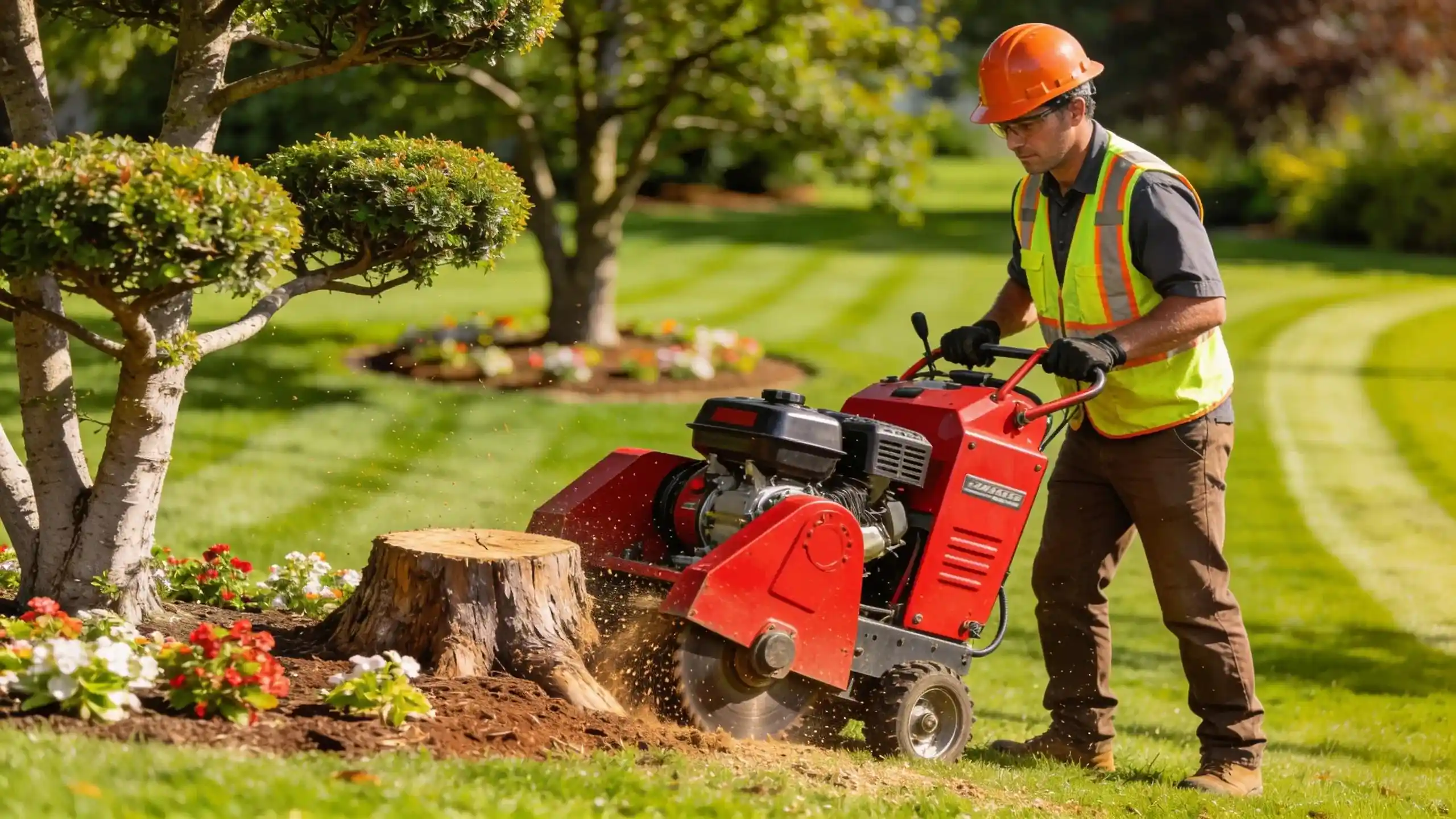 Local Woodstock tree service crew inspecting trees around a residential property