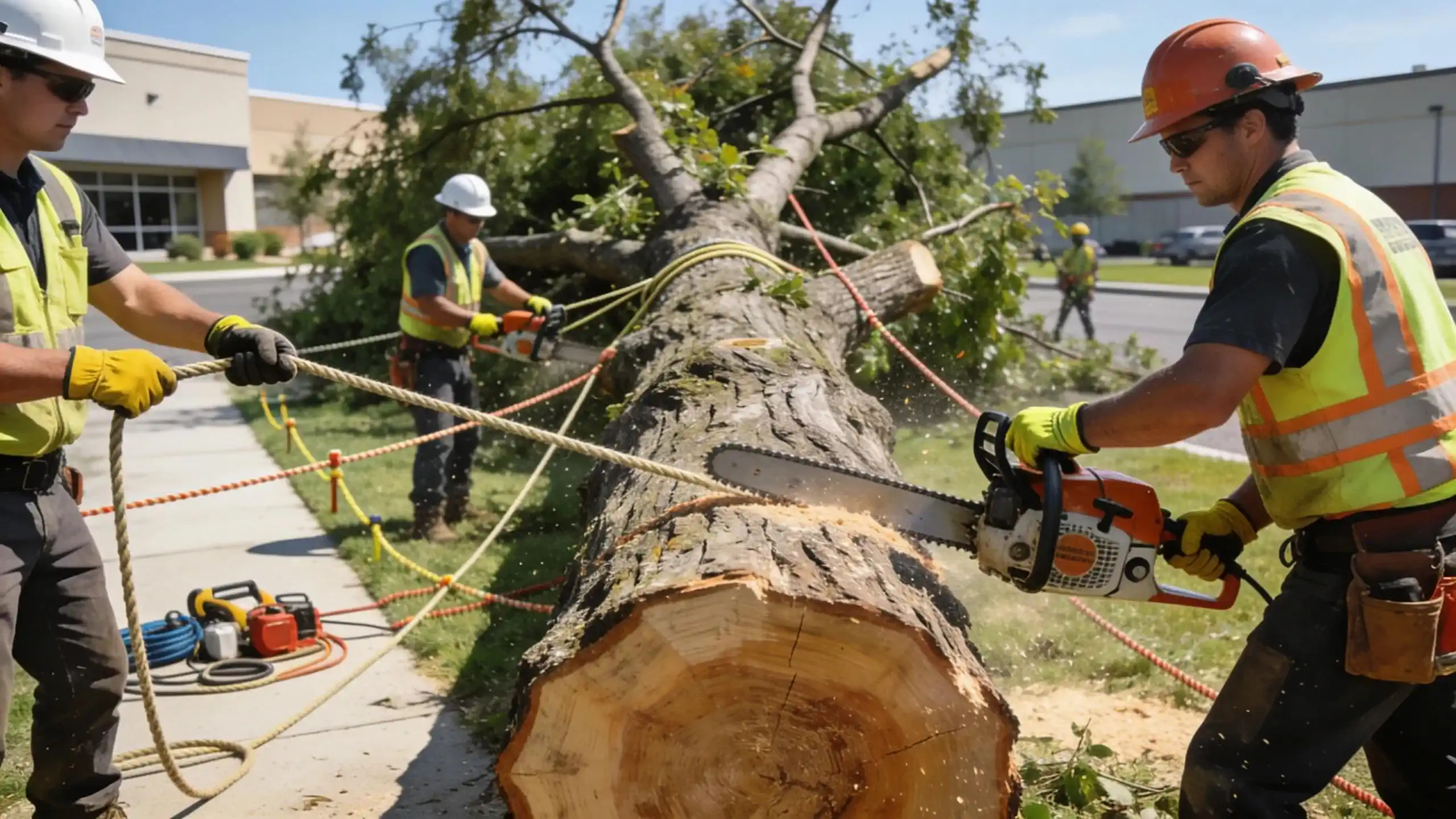 Arborist creating a custom commercial tree care plan for a Woodstock property